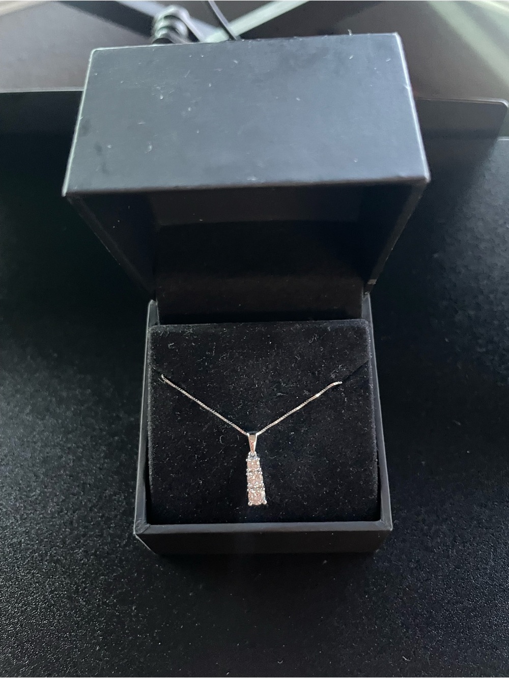 Zales 14K White Gold Diamond Vertical Bar Pendant Necklace